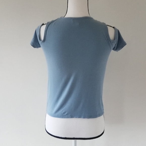 Wonderly Blue Cold Shoulder Top, Sm-Med - Picture 3 of 6